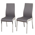 Chaise de salle à manger sans accoudoirs grise/blanche et blanche, similicuir, lot de 2