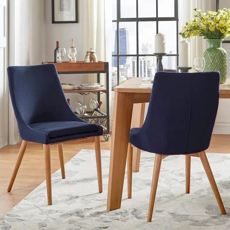 Chaise de salle à manger à dossier en tonneau gris foncé/gris/bleu/rouge, pieds en chêne, lot de 2