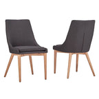Chaise de salle à manger à dossier en tonneau gris foncé/gris/bleu/rouge, pieds en chêne, lot de 2