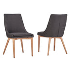 Chaise de salle à manger à dossier en tonneau gris foncé/gris/bleu/rouge, pieds en chêne, lot de 2
