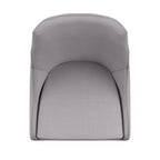 Chaise de salle à manger à dossier en tonneau gris foncé/gris/bleu/rouge, pieds en chêne, lot de 2