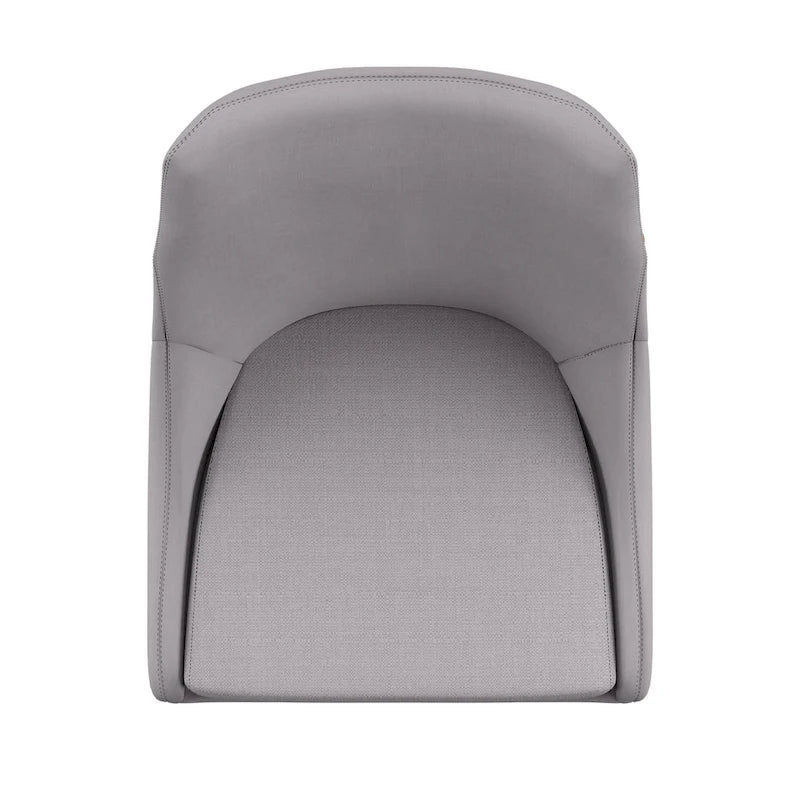 Chaise de salle à manger à dossier en tonneau gris foncé/gris/bleu/rouge, pieds en chêne, lot de 2