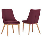 Chaise de salle à manger à dossier en tonneau gris foncé/gris/bleu/rouge, pieds en chêne, lot de 2