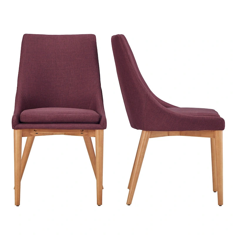 Chaise de salle à manger à dossier en tonneau gris foncé/gris/bleu/rouge, pieds en chêne, lot de 2
