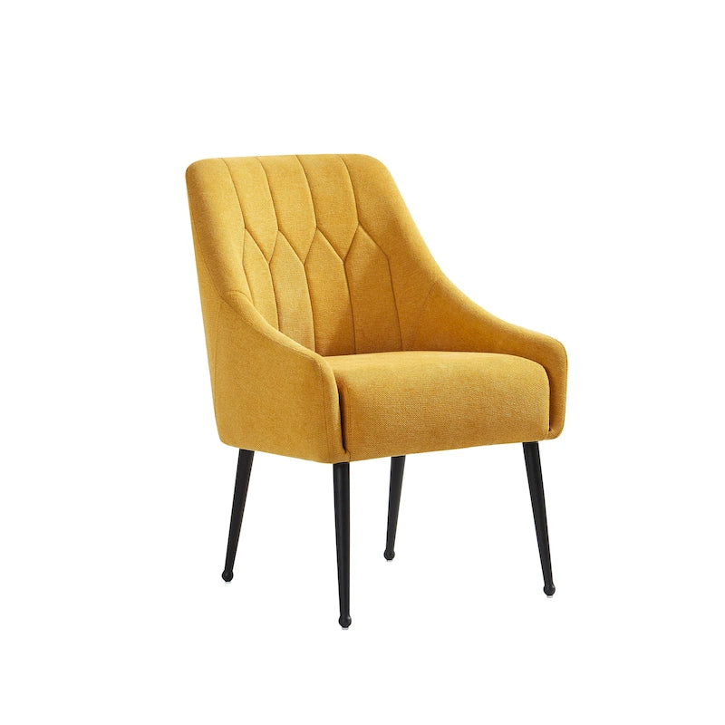 Fauteuil d'appoint rembourré beige/jaune/gris avec pieds en métal, une place