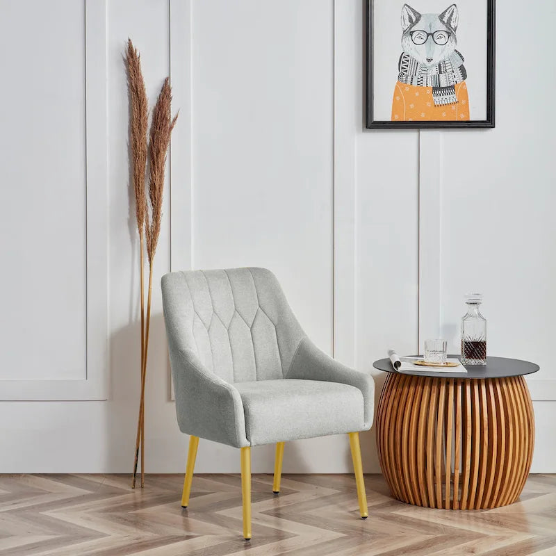 Fauteuil d'appoint rembourré beige/jaune/gris avec pieds en métal, une place