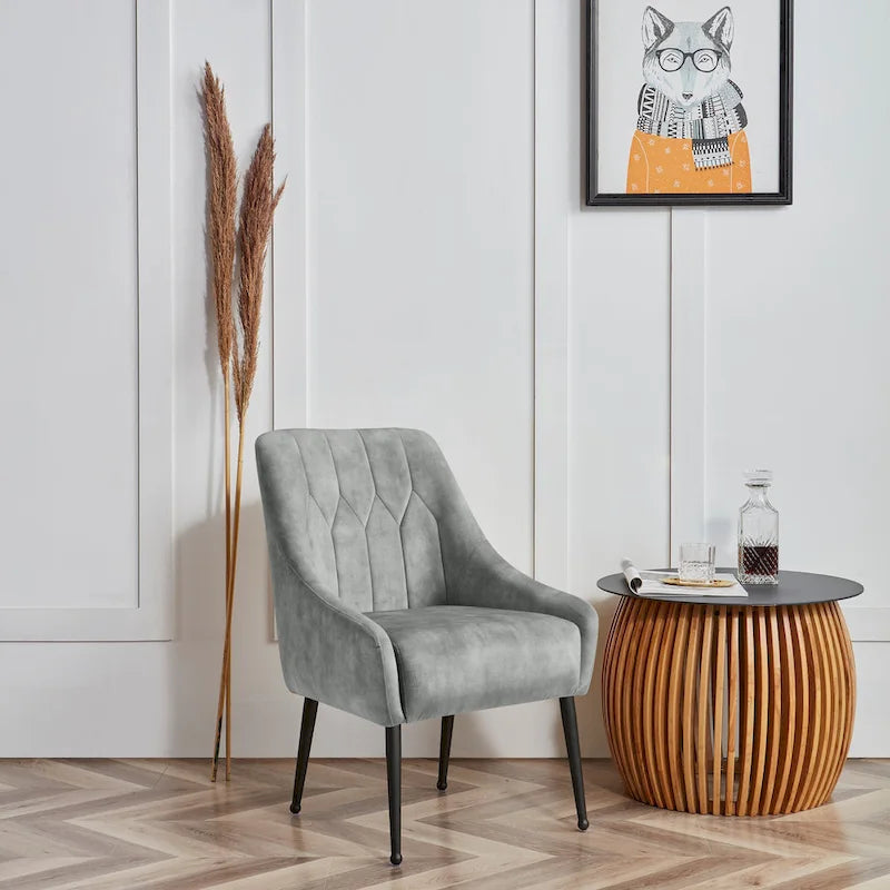 Fauteuil d'appoint rembourré beige/jaune/gris avec pieds en métal, une place