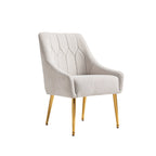 Fauteuil d'appoint rembourré beige/jaune/gris avec pieds en métal, une place