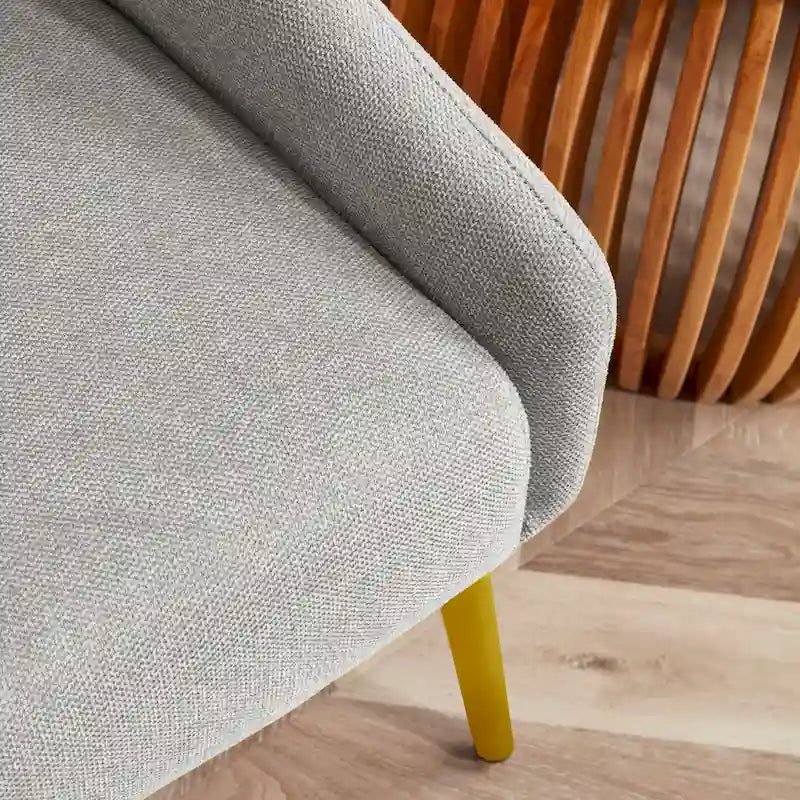 Fauteuil d'appoint rembourré beige/jaune/gris avec pieds en métal, une place