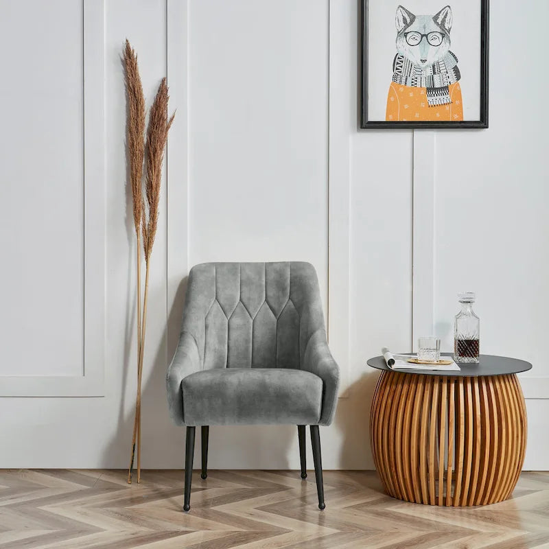 Fauteuil d'appoint rembourré beige/jaune/gris avec pieds en métal, une place