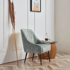 Fauteuil d'appoint rembourré beige/jaune/gris avec pieds en métal, une place