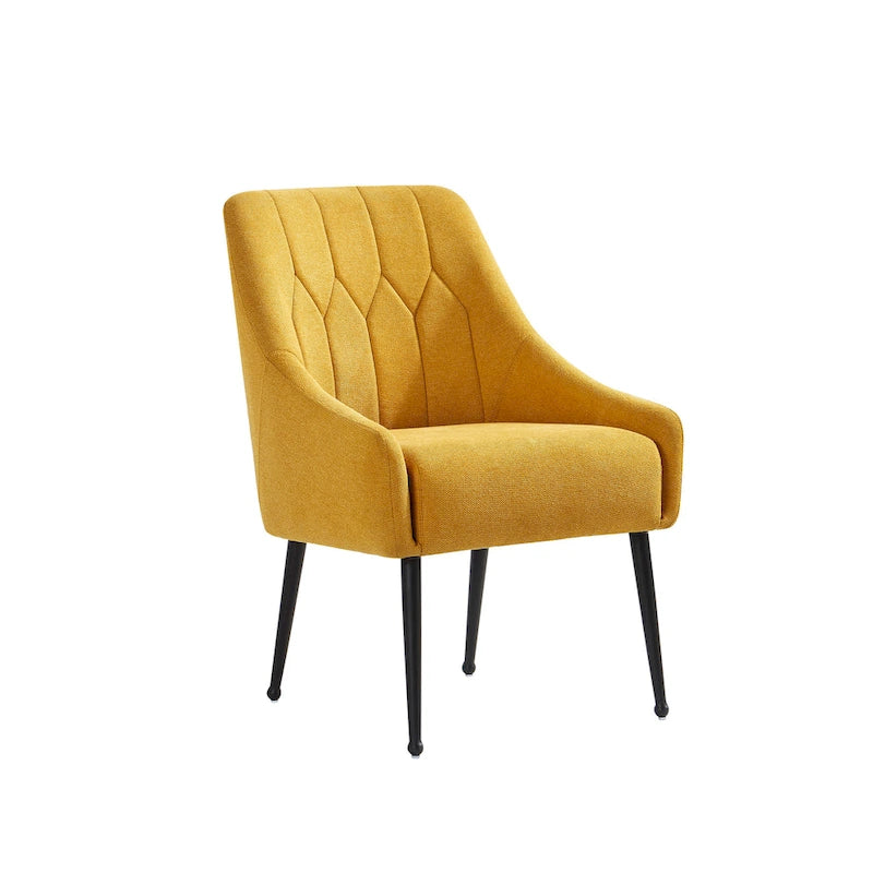 Fauteuil d'appoint rembourré beige/jaune/gris avec pieds en métal, une place