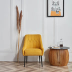 Fauteuil d'appoint rembourré beige/jaune/gris avec pieds en métal, une place