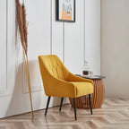 Fauteuil d'appoint rembourré beige/jaune/gris avec pieds en métal, une place