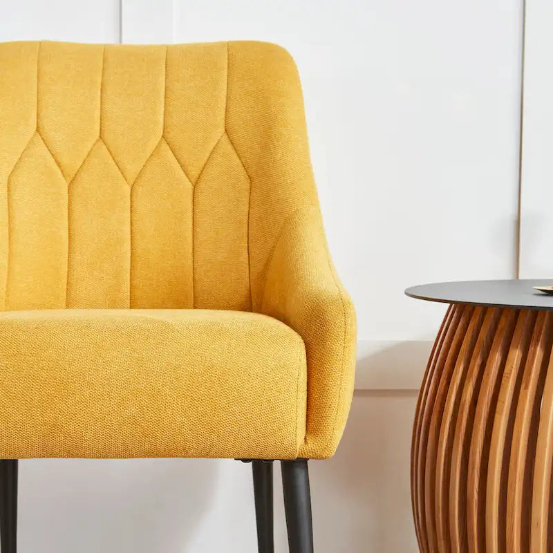 Fauteuil d'appoint rembourré beige/jaune/gris avec pieds en métal, une place