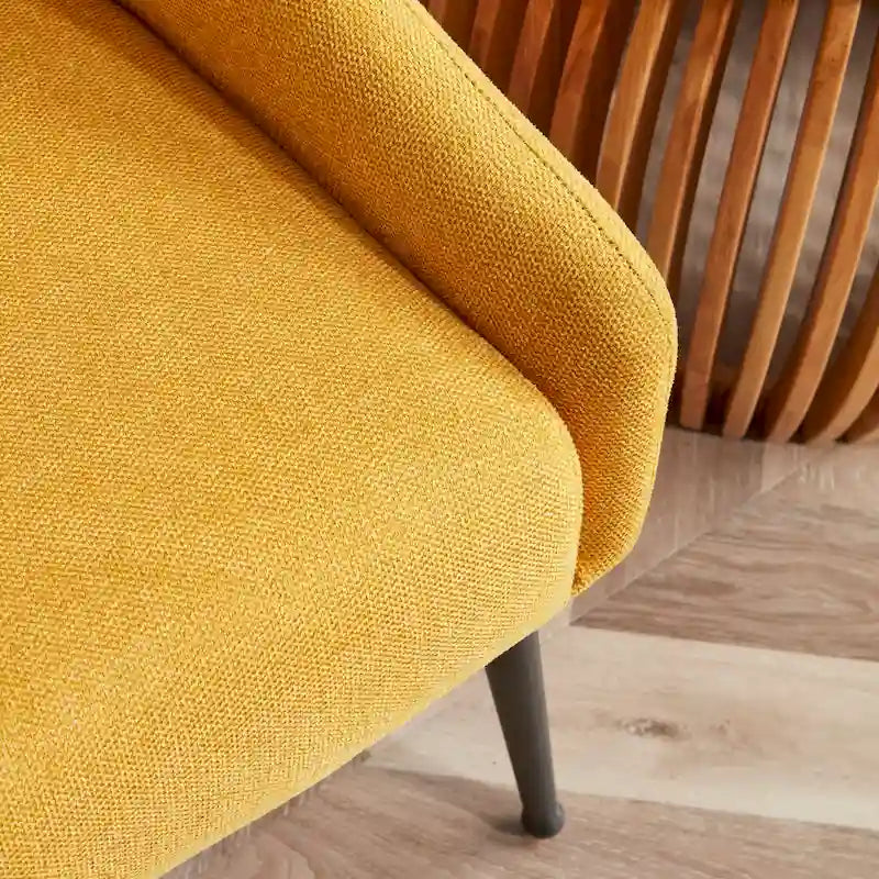 Fauteuil d'appoint rembourré beige/jaune/gris avec pieds en métal, une place