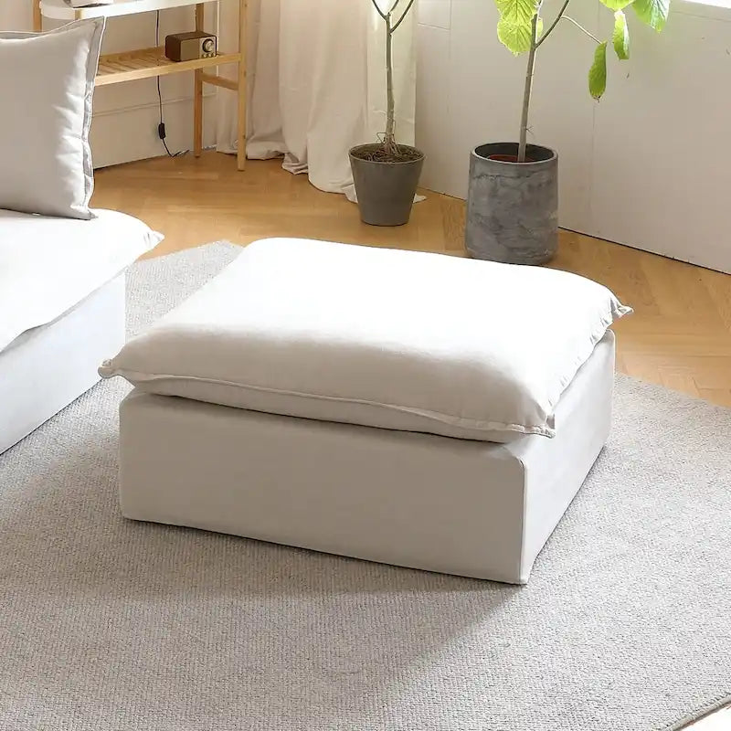 Ensemble de canapé d'angle en velours beige / blanc / noir, 4 pièces