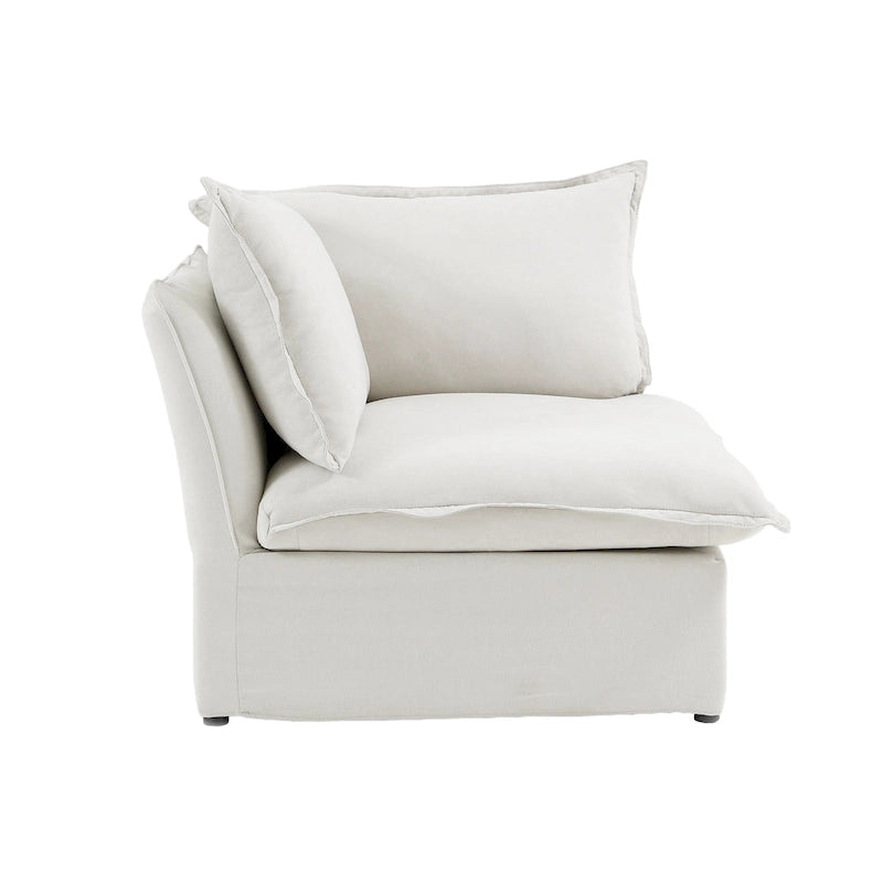 Ensemble de canapé d'angle en velours beige / blanc / noir, 4 pièces
