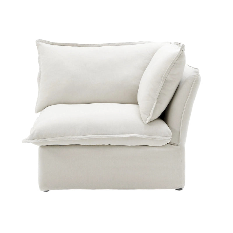 Ensemble de canapé d'angle en velours beige / blanc / noir, 4 pièces