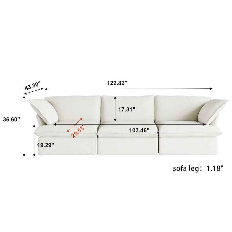 Ensemble de canapé d'angle en velours beige / blanc / noir, 4 pièces