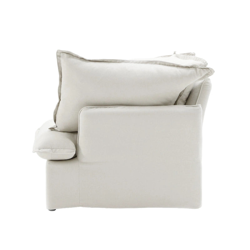 Ensemble de canapé d'angle en velours beige / blanc / noir, 4 pièces