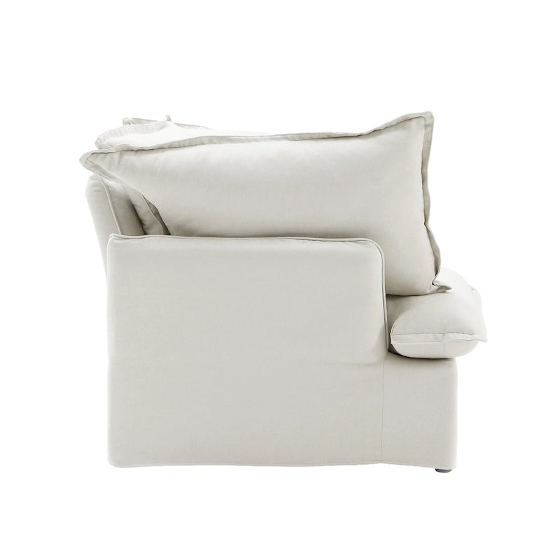Ensemble de canapé d'angle en velours beige / blanc / noir, 4 pièces