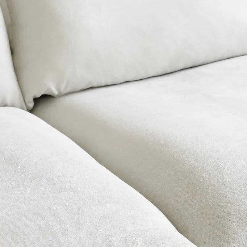 Ensemble de canapé d'angle en velours beige / blanc / noir, 4 pièces