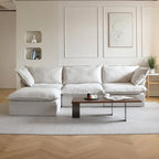 Ensemble de canapé d'angle en velours beige / blanc / noir, 4 pièces