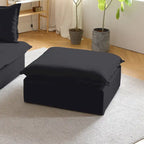 Ensemble de canapé d'angle en velours beige / blanc / noir, 4 pièces