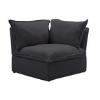 Ensemble de canapé d'angle en velours beige / blanc / noir, 4 pièces