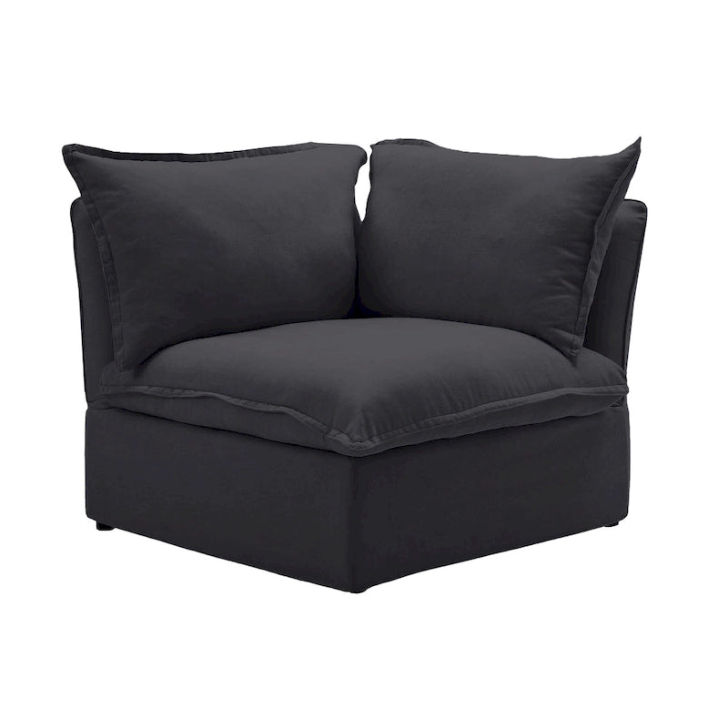 Ensemble de canapé d'angle en velours beige / blanc / noir, 4 pièces