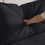 Ensemble de canapé d'angle en velours beige / blanc / noir, 4 pièces