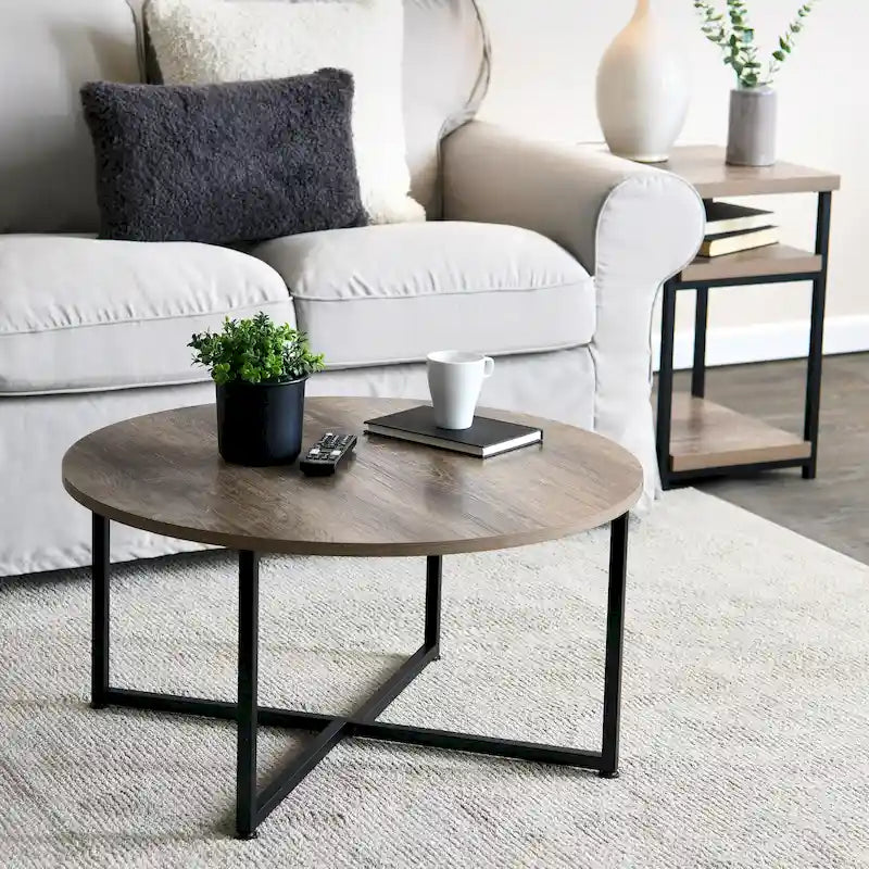 Table basse ronde multicolore, cadre en acier, pour 1 personne, 80 cm de diamètre