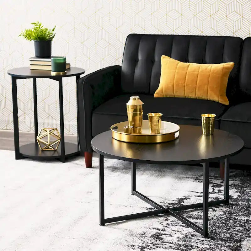 Table basse ronde multicolore, cadre en acier, pour 1 personne, 80 cm de diamètre