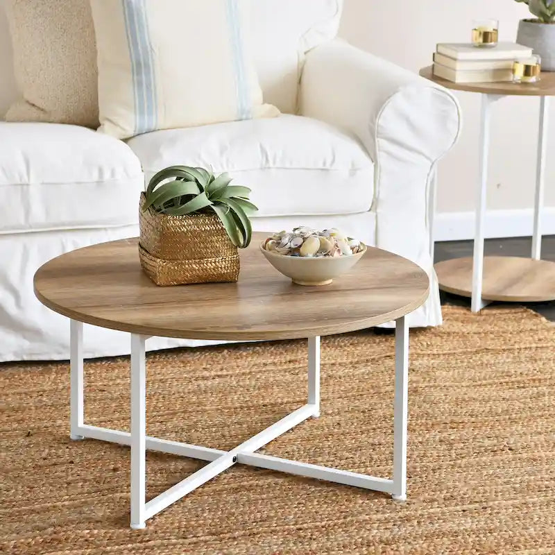 Table basse ronde multicolore, cadre en acier, pour 1 personne, 80 cm de diamètre