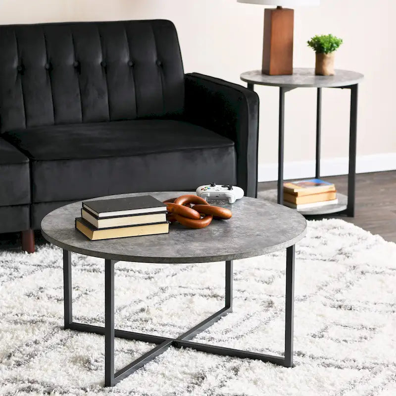 Table basse ronde multicolore, cadre en acier, pour 1 personne, 80 cm de diamètre