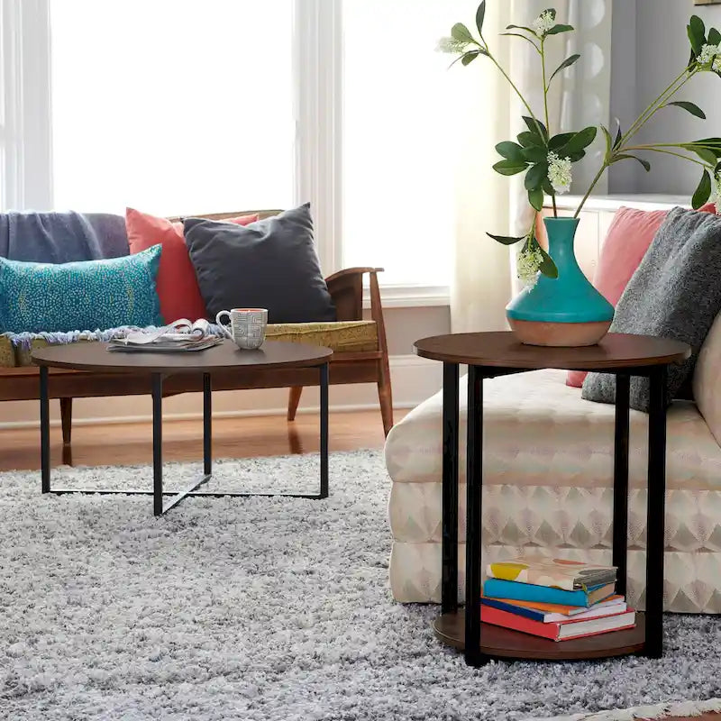 Table basse ronde multicolore, cadre en acier, pour 1 personne, 80 cm de diamètre
