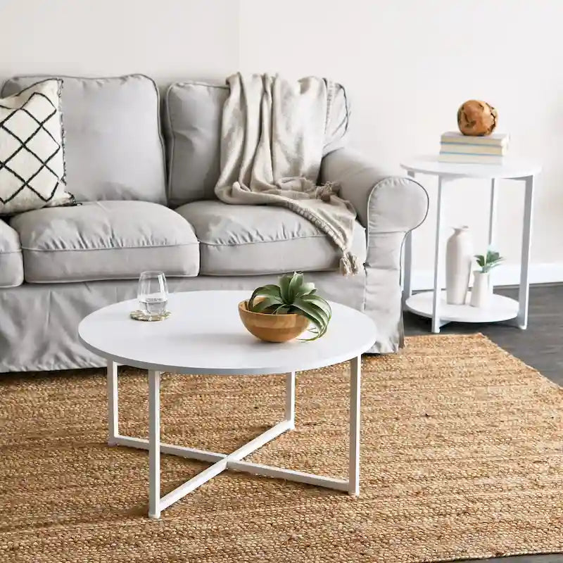 Table basse ronde multicolore, cadre en acier, pour 1 personne, 80 cm de diamètre
