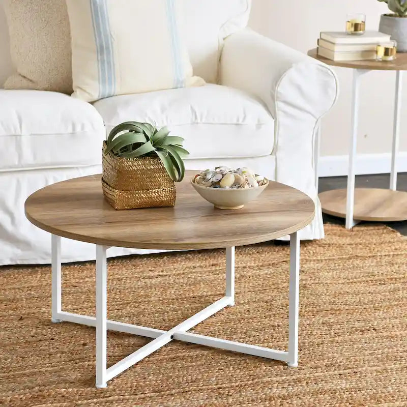 Table basse ronde multicolore, cadre en acier, pour 1 personne, 80 cm de diamètre