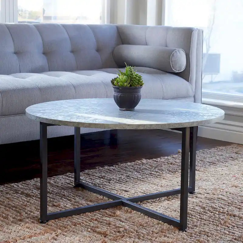 Table basse ronde multicolore, cadre en acier, pour 1 personne, 80 cm de diamètre