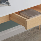 Bureau d'écriture en bois blanc avec 2 tiroirs, 1 personne