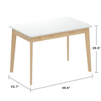 Bureau d'écriture en bois blanc avec 2 tiroirs, 1 personne