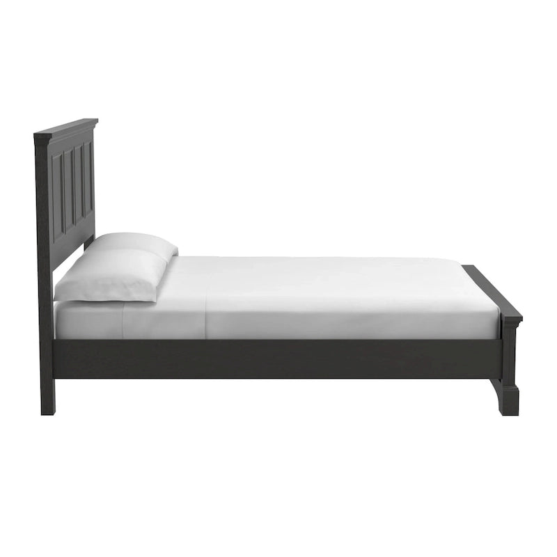 Cadre de lit panneau rustique noir avec tête et pied de lit – Simple / Queen / King
