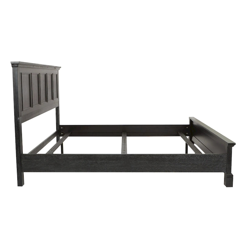 Cadre de lit panneau rustique noir avec tête et pied de lit – Simple / Queen / King