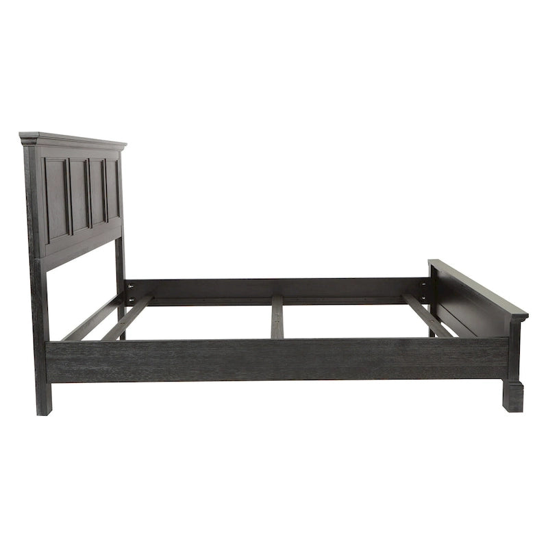 Cadre de lit panneau rustique noir avec tête et pied de lit – Simple / Queen / King