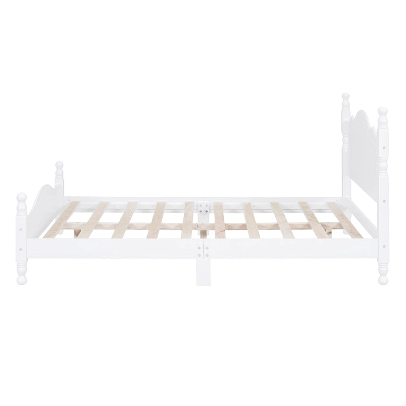 Cadre de lit plateforme en bois rétro noir/blanc – taille double, 1 personne