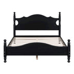Cadre de lit plateforme en bois rétro noir/blanc – taille double, 1 personne