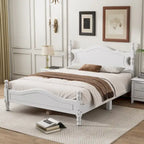 Cadre de lit plateforme en bois rétro noir/blanc – taille double, 1 personne