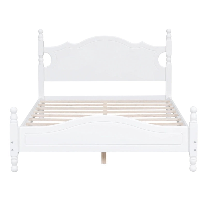 Cadre de lit plateforme en bois rétro noir/blanc – taille double, 1 personne