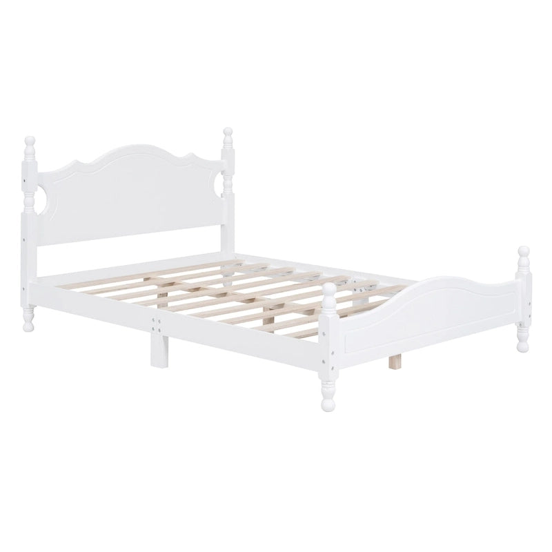 Cadre de lit plateforme en bois rétro noir/blanc – taille double, 1 personne